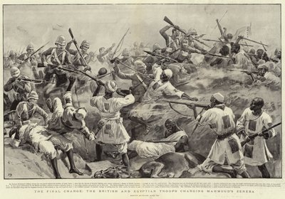 最後の突撃、マフムードのゼレバを攻撃するイギリス軍とエジプト軍 作： Frank Dadd